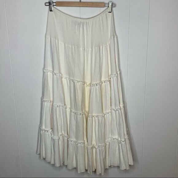 Tiered Maxi Skirt Double D Ranch Ribbed Knit Womens Size Medium modest - Picture 1 of 5